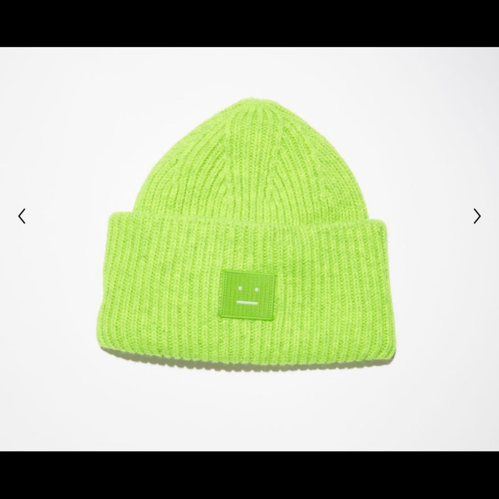 Acne NWOT Face-patch Beanie Acid Green $150Rtl